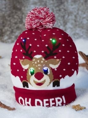 Vianočný Snehuliak Elk Christmas Tree Cuffed Ball Pletená Čiapka