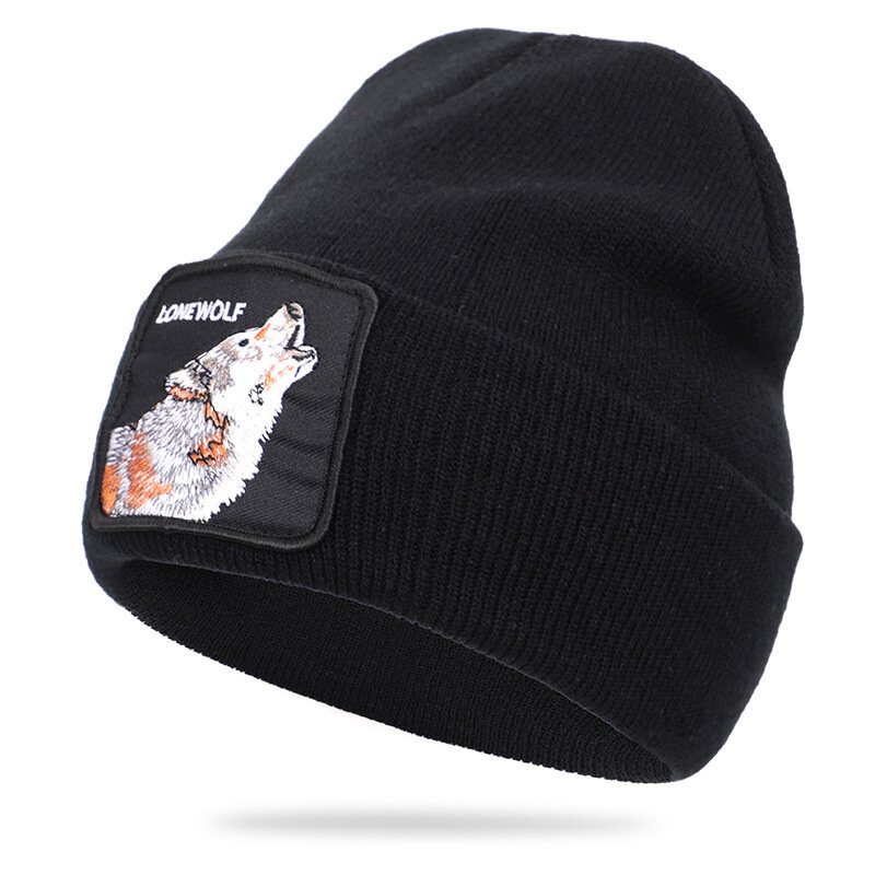 Vlnená Čiapka So Zvieracím Vzorom Pletená Skull Cap Beanie