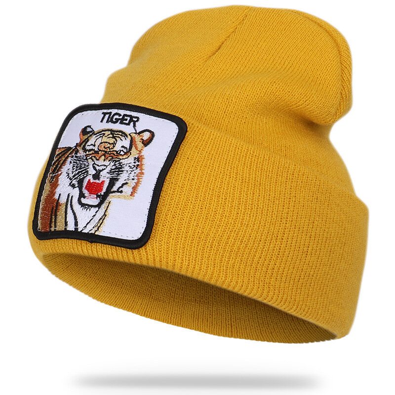 Vlnená Čiapka So Zvieracím Vzorom Pletená Skull Cap Beanie