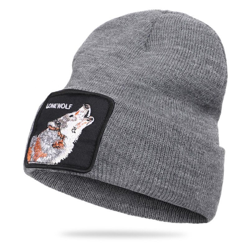 Vlnená Čiapka So Zvieracím Vzorom Pletená Skull Cap Beanie