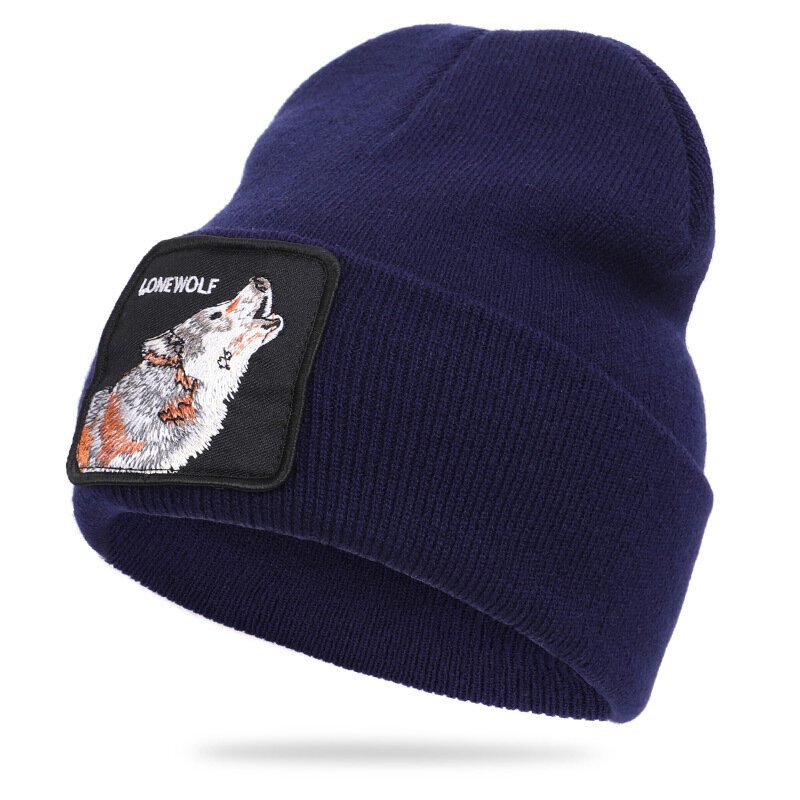 Vlnená Čiapka So Zvieracím Vzorom Pletená Skull Cap Beanie