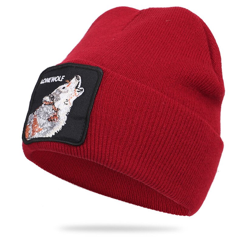 Vlnená Čiapka So Zvieracím Vzorom Pletená Skull Cap Beanie