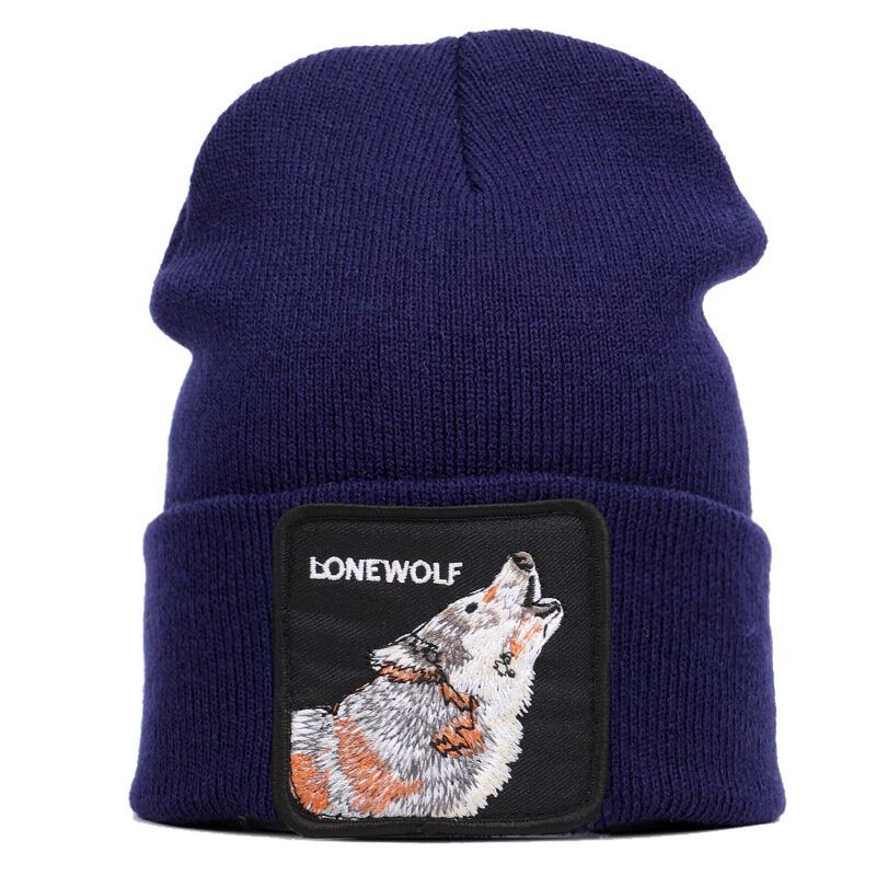 Vlnená Čiapka So Zvieracím Vzorom Pletená Skull Cap Beanie