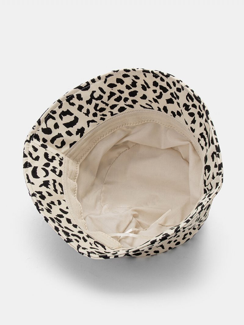 Ženy Bavlna S Leopardím Vzorom Patchworková Móda Univerzálny Opaľovací Krém Bucket Klobúk