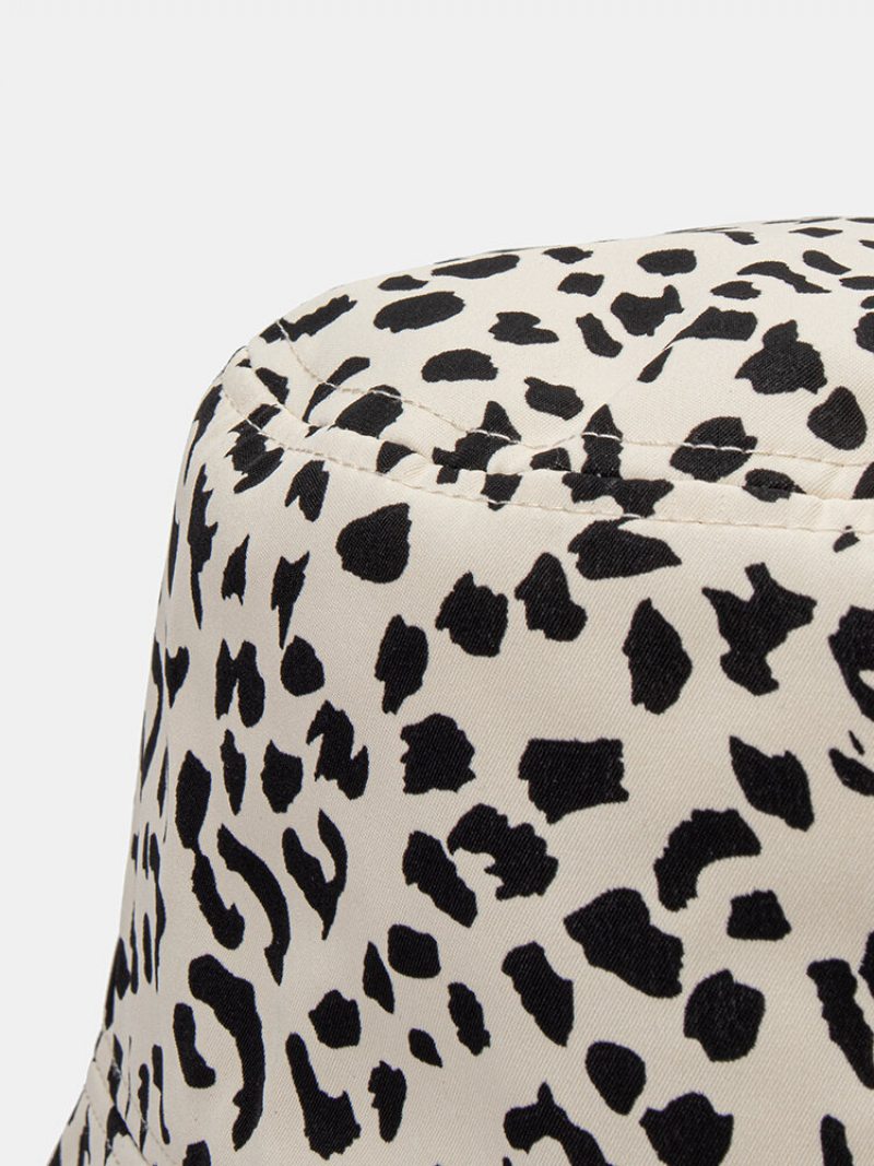 Ženy Bavlna S Leopardím Vzorom Patchworková Móda Univerzálny Opaľovací Krém Bucket Klobúk