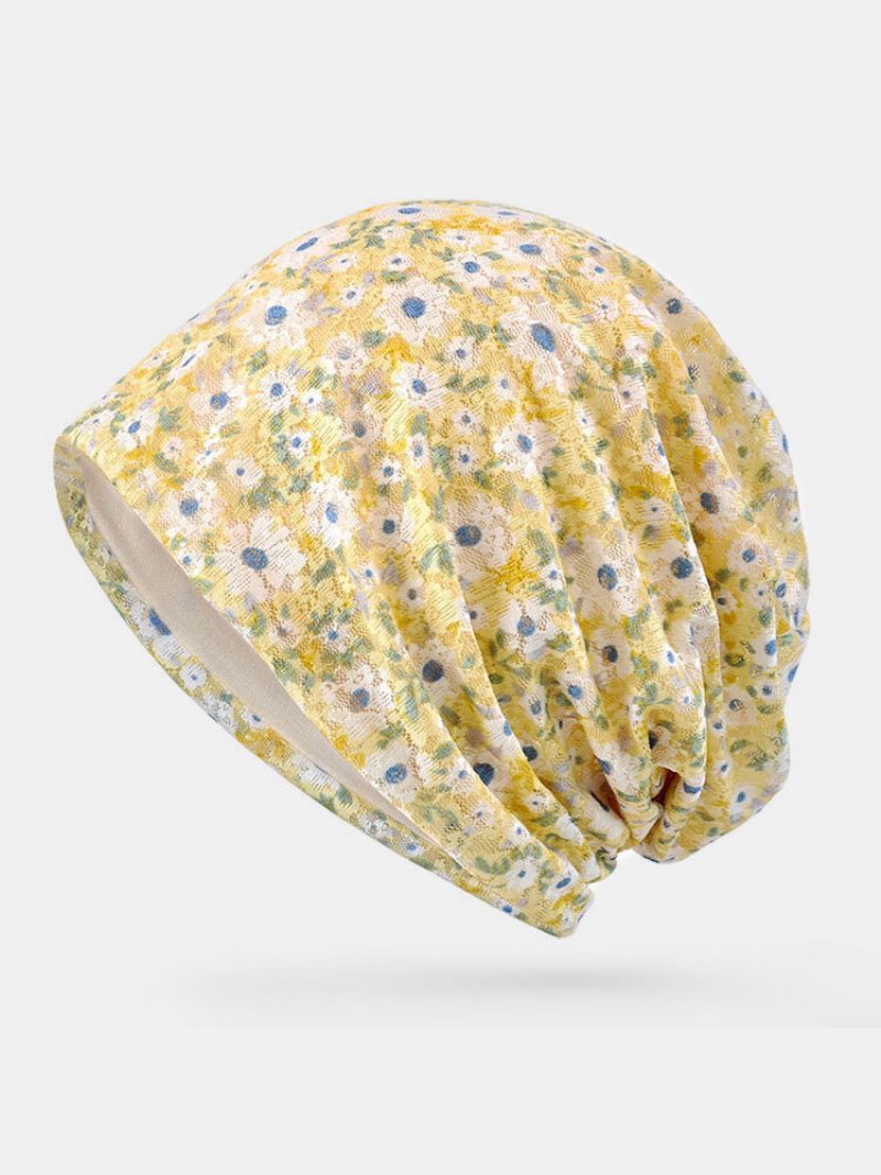 Ženy Polyester Kvetinový Vzor Tenký Priedušný Slnečník Jar Jeseň Outdoor Turban Klobúk S Čiapkou