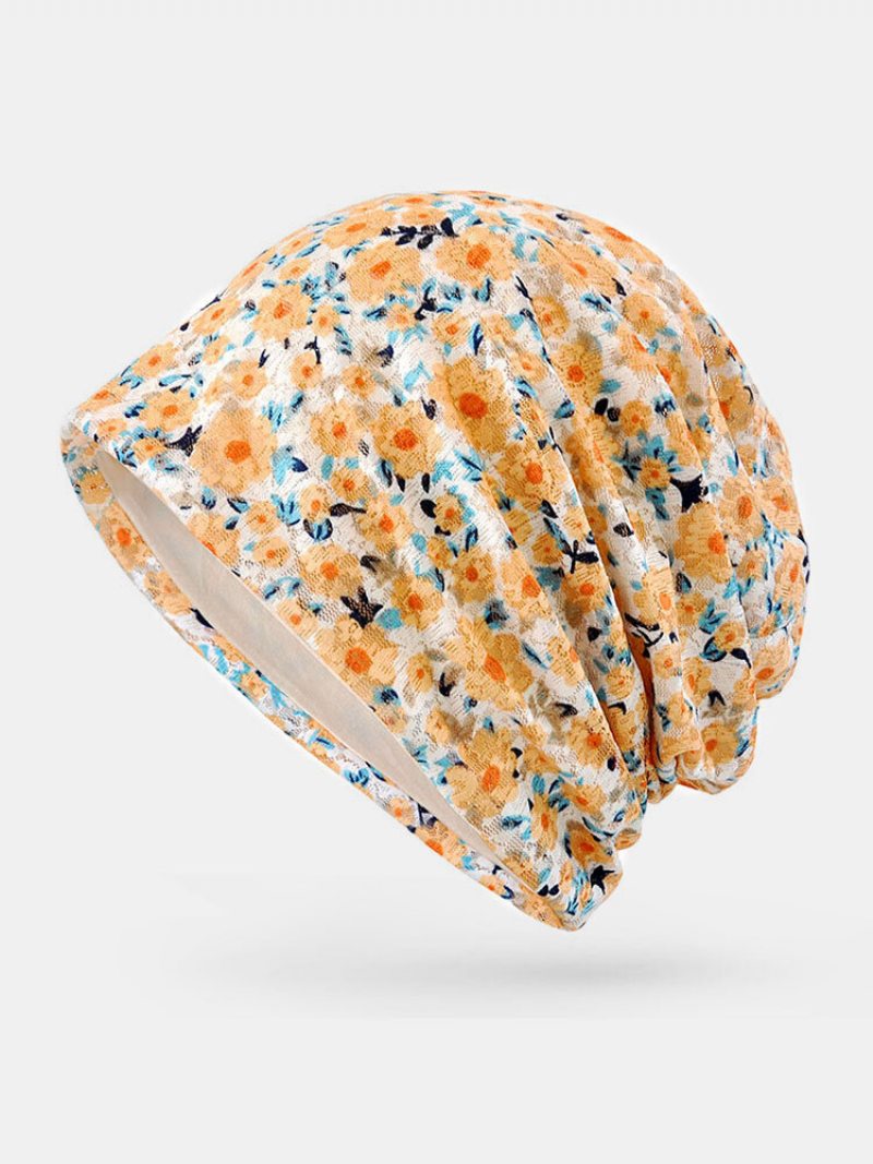 Ženy Polyester Kvetinový Vzor Tenký Priedušný Slnečník Jar Jeseň Outdoor Turban Klobúk S Čiapkou