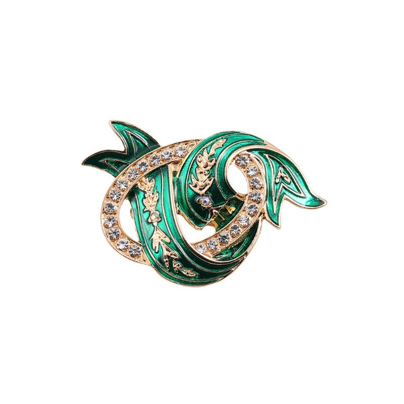 Elegantný Model So Zelenými Vlnami Drahokamy Zdobenie Brošňa Zo Zliatiny Pre Ženy Šatka Oblečenie Ozdoba Doplnky Štipce Šperky